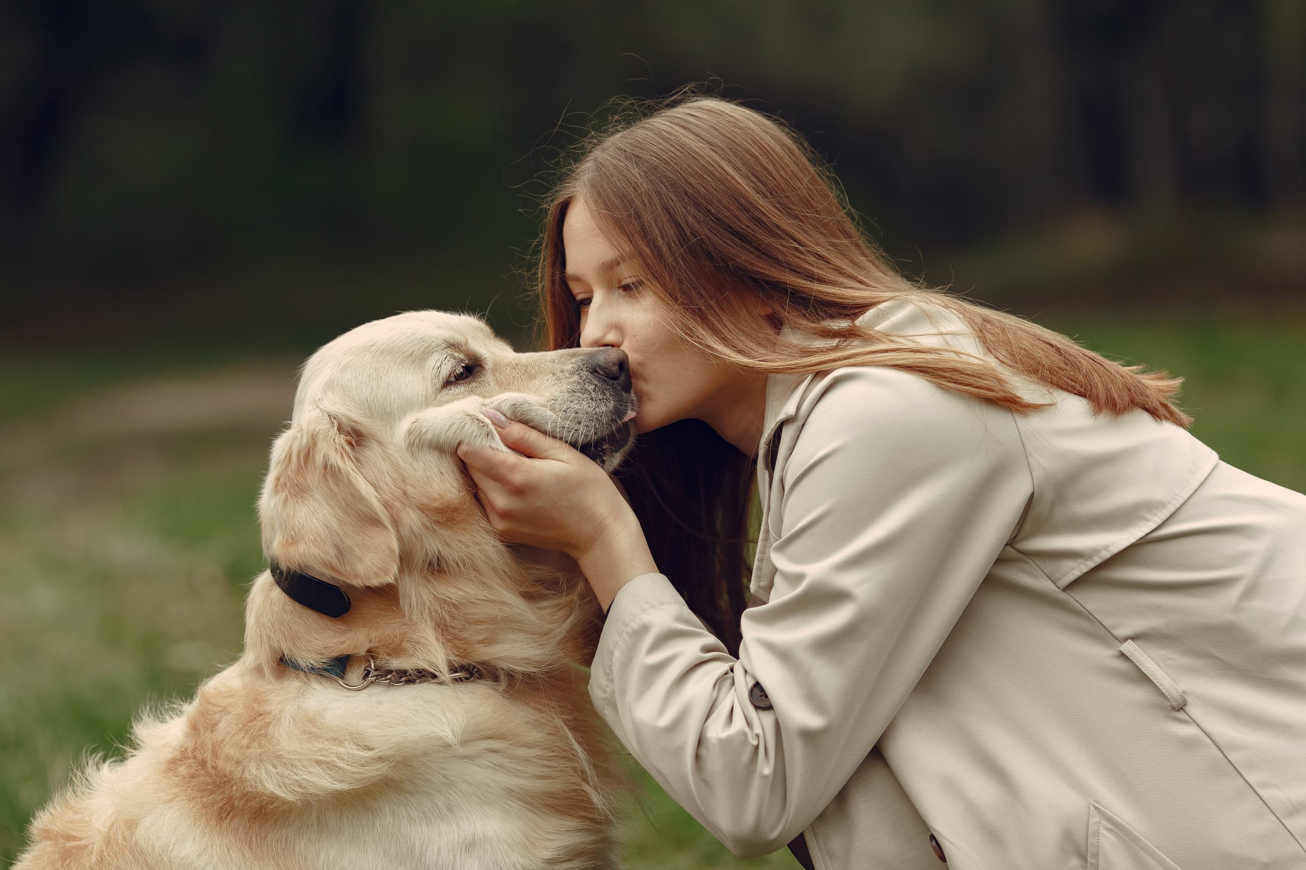 A person sharing an affectionate moment with their dog