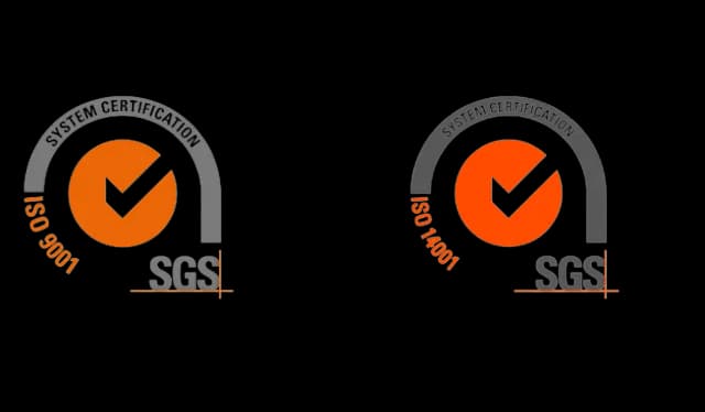 SGS ISO 9001 and ISO 14001 certificates